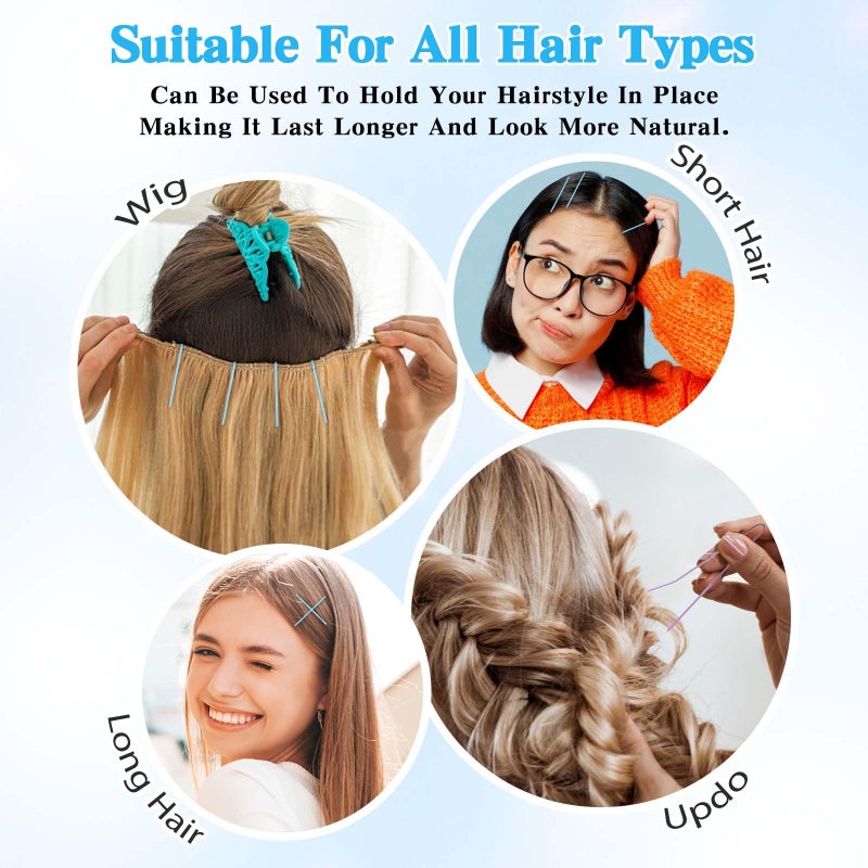 AOZUO Colorful Bobby Pins, 50pcs 2.2 Inch Mini Hair Pins Metal Hair Clips Hairpins Barrettes Accessories for Women Gilrs Buns Long Straight Curly Hair Various Hairstyles(Straight Style) - Image 3